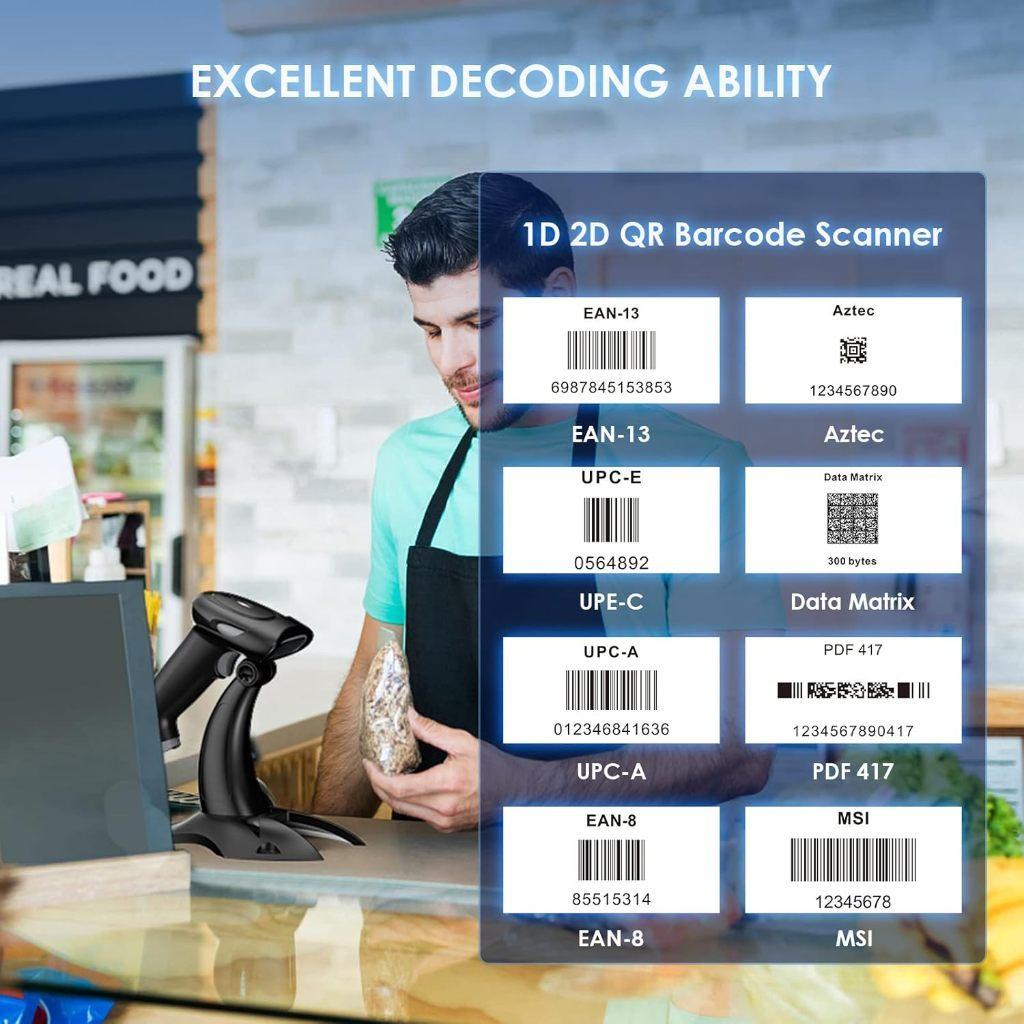 3 in 1 2.4G Bluetooth Wireless USB Wired 1D 2D QR Bar Code Reader Shockproof CCD Barcode Scanner With Stand