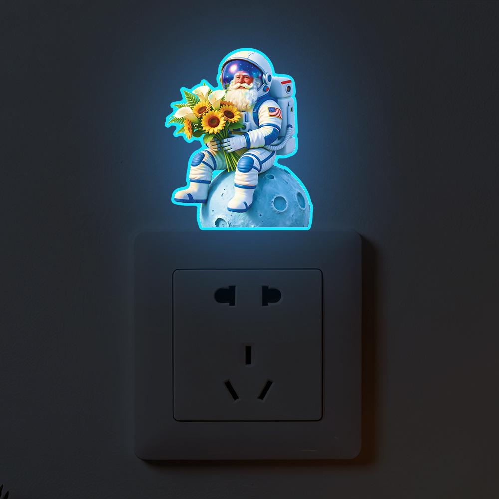 Cartoon Santa Astronaut Living Room Entrance Switch Sticker for Home Decoration and Beautification, Night Light Sticker