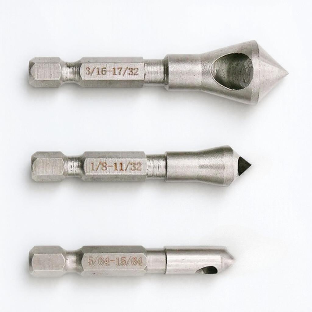 3PCS 90 Degree Countersunk Bit Deburring Drill Tap Hole Milling Cutter Hand Tools for Wooden Soft Metal Plastic Chamfer
