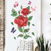 Realistic Roses and Butterflies Flower Wall Sticker for Background Self-Adhesive Removable Home Decor
