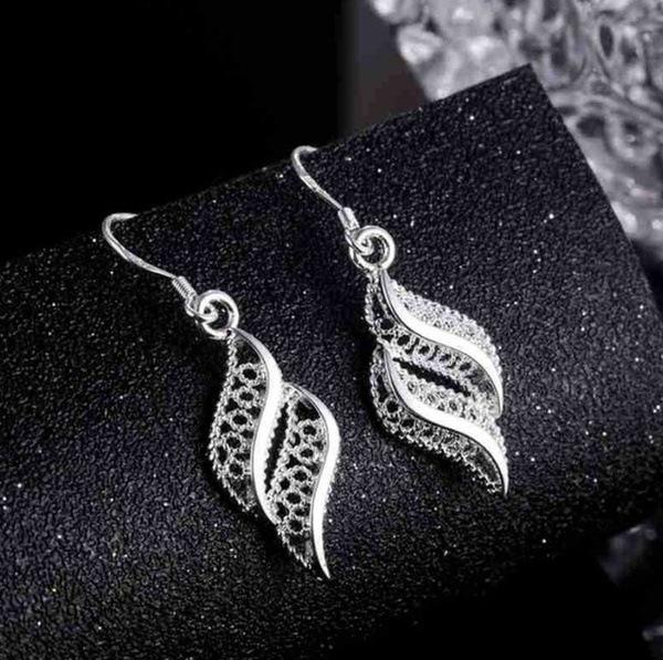 Zhenrong Geometric Hollow 925 Silver Drop Earrings with Feminine Design