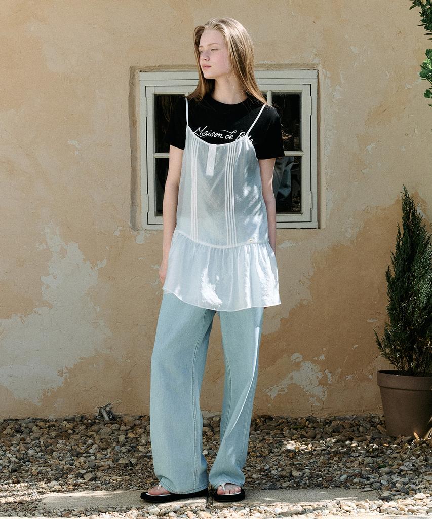 Lora Lora Pintuck Sheer Layered Onepiece Ivory