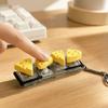 Finger Button 4 Key Mechanical Keychain Pressable Toy Mini Bread Model Pendant  Kids Gift