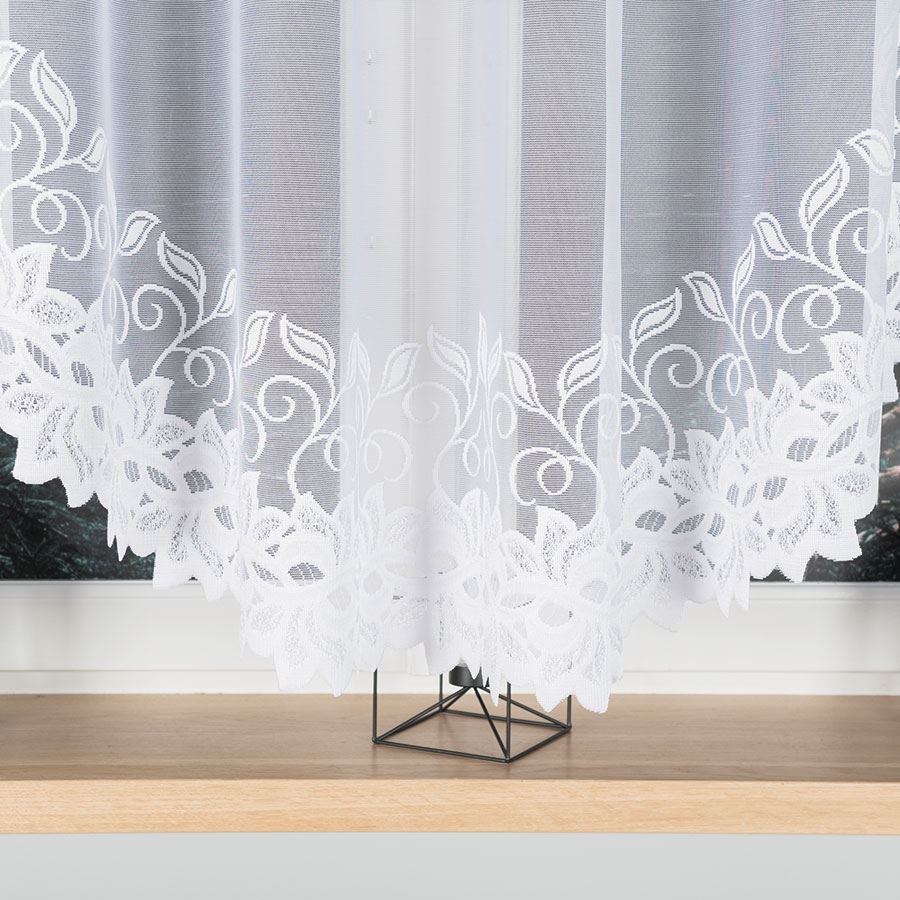 Bastia - Ready-Made Jacquard Curtain With A Cut At The Bottom - 400X160 Cm - White