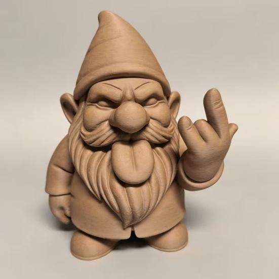 Umbra Studio Funny 3D Printed Garden Gnome Statue, Quirky Tongue Out Figurine with Hand Gesture, DIY Paintable Desk Office Decor, Cute Yard