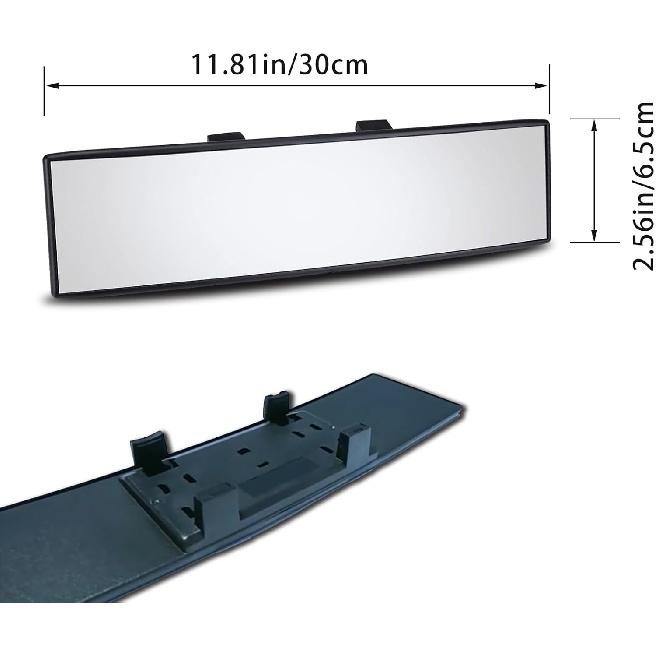 12.1 Inch Interior Clip-On Panoramic Convex Rear View Mirror For Car, Extended Rearview Accessory (White)