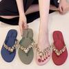 Women's Summer Beaded Sandals: Fashionable, Flat, Sandproof Flip-Flops for Beach & Outdoor