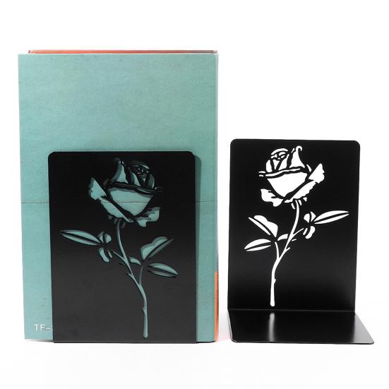 2 Pcs Metal Bookends L-Shaped Reinforced Support Book Holder with Non-Slip Pads