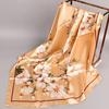 Exquisite Sunscreen Decorative Silk Scarf Women Elegant Peach Blossom Pattern Square Shawl Costume Accessories