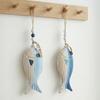 Wall Hanging Decoration Fish Shaped Wood Carving Pendant with Lanyard Easy to Hang Versatile Wall Art for Bathroom Door Entrance