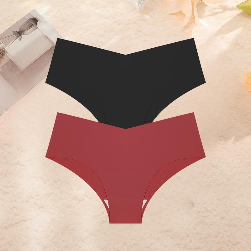2Pcs/Set Plus Size Underwear Women's Panties Ice Silk Ladies Seamless Underpants Girls Briefs Breathable Sexy Lingerie Female