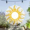 Sunburst Metal Wind Spinner 360 Degree Hanging Art Chime Vibrant Yellow White Sun Design Elegant Garden Balcony Decor All Seasons