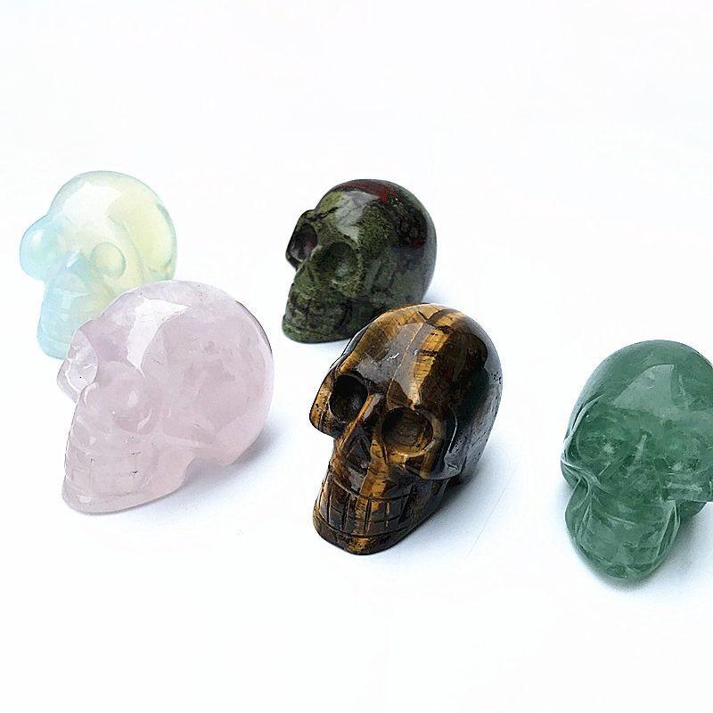 Naturalny Kwarc 5cm Kryształowa Czaszka Rzeźbiona Czaszka Reiki Uzdrowienie Dekoracja Rzeźba