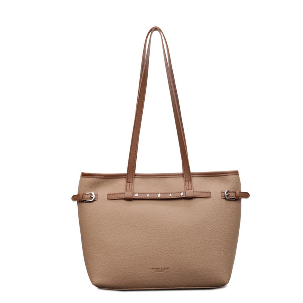 PU Leather Solid Color Large Capacity Tote Bag Casual Style Shoulder Bag Simple Design Hand Carry Purse for Women Use Bags
