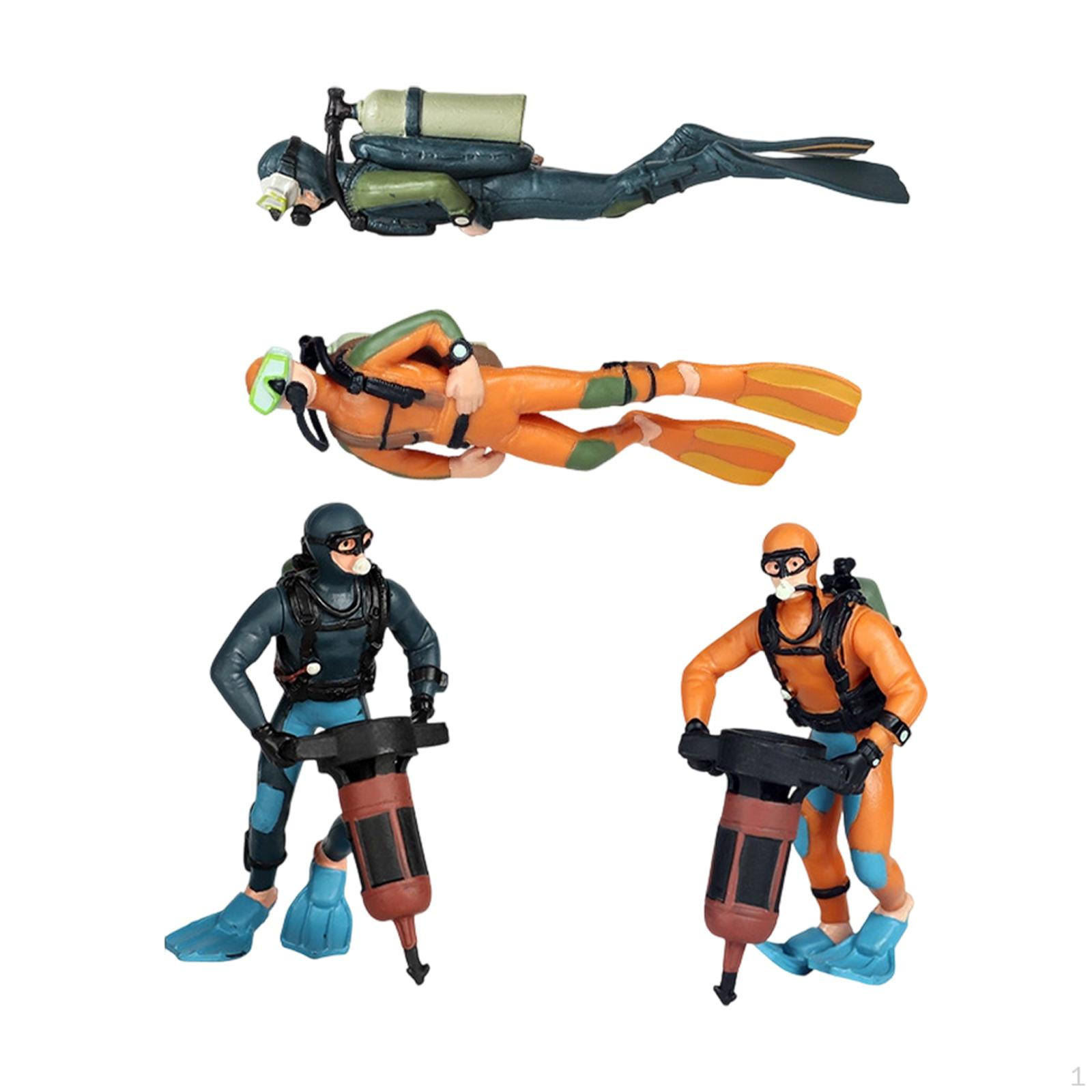 

2 Pieces Action Figure Miniature Scuba Diver Figurines Decorative Models Landscaping Scale 4 Diver Figurines