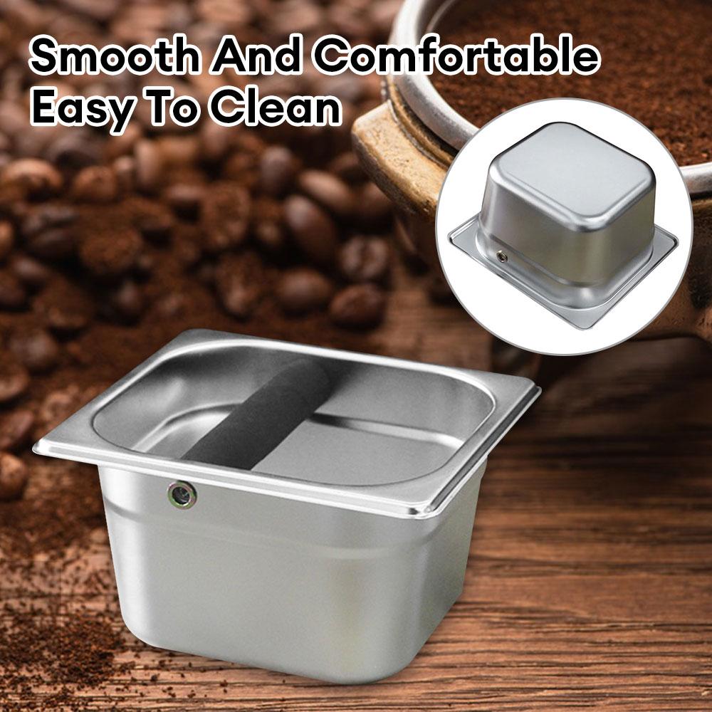 Coffee Knock Box Stainless Steel Espresso Knock Pot for Espresso Coffee Grounds Anti-slip Espresso Dump Bin Grind Waste Bin