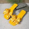 Women's Flat Slippers Women's Outside Wear Square Head Bow One Line Women's Light Flat Sandals