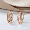 585 Rose Gold Irregular Geometric Oval Earrings with Zircon Inlay