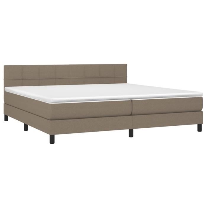 3140085 vidaXL Lit à sommier tapissier avec matelas Taupe 200x200 cm Tissu