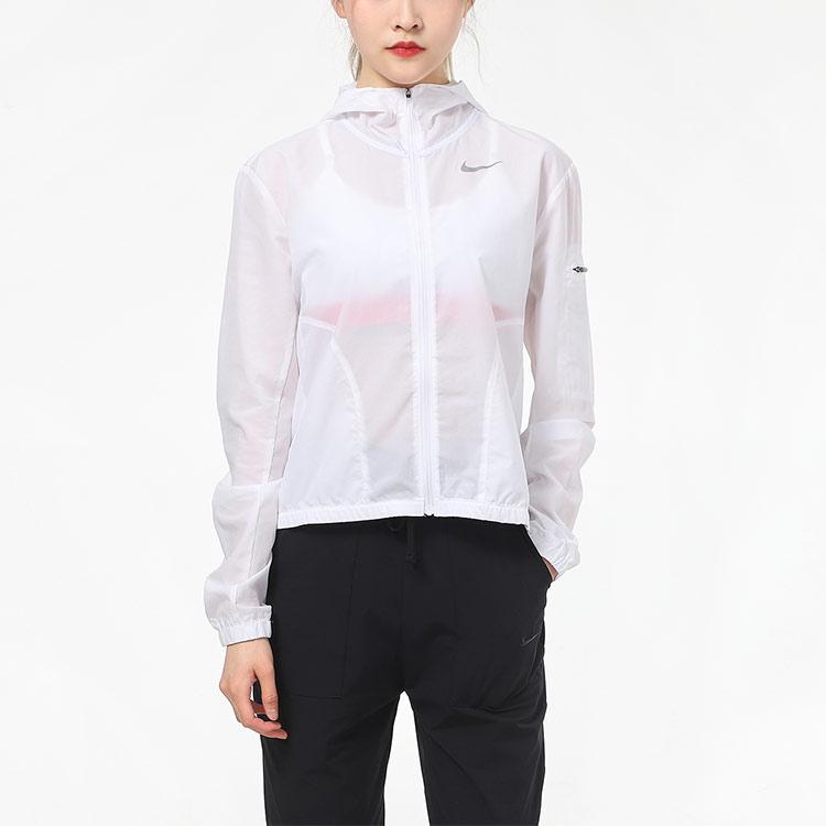Nike Casual Sport Windbreaker Jacket With Hood Women Jackets White CZ9541-100