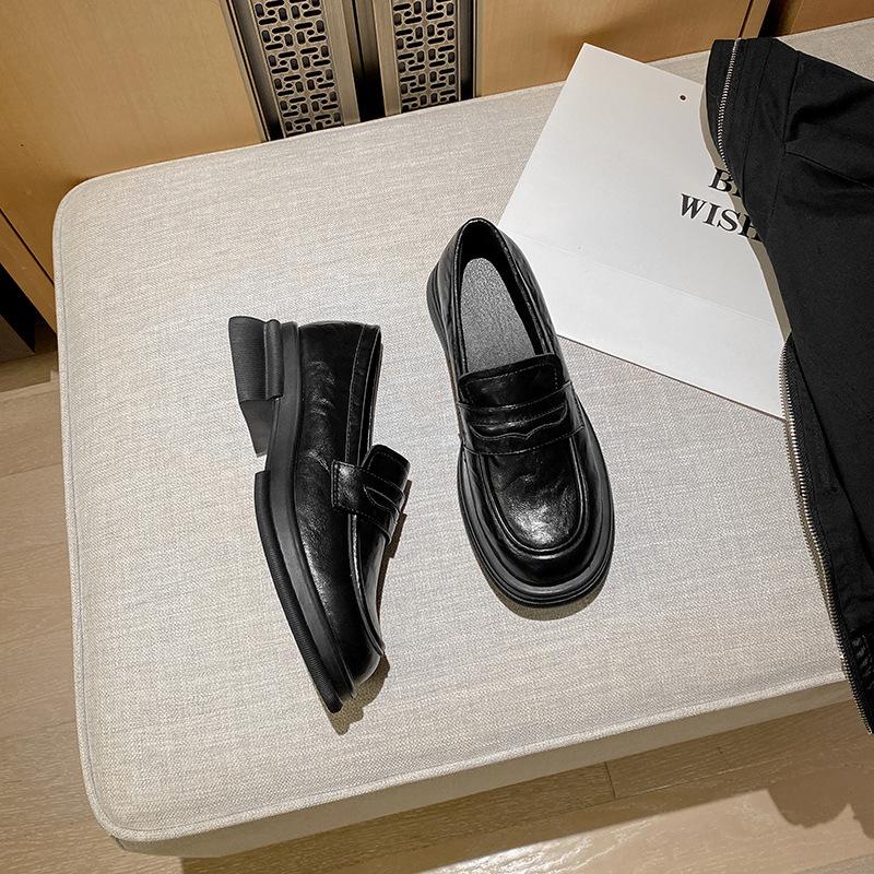 

Женская обувь маленьких размеров 313233 Лоферы на платформе и толстом каблуке Осень и зима Колледж Маленькие кожаные туфли 34 Лоферы в британском стиле 35 чёрный