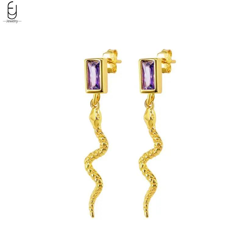 925 Silver Needle Vintage Snake Earrings Women Gold Round Ear Clips Punk Style Fashion Hoop Earrings Women Jewelry