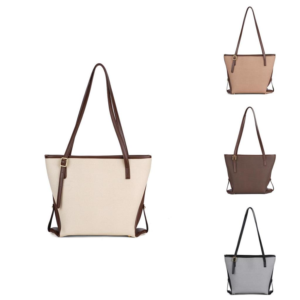 Minimalist Pu Bag For Women With Contrasting Stitching And Large Capacity For Daily Use
