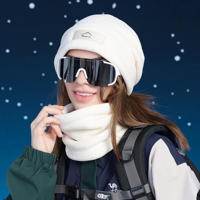 Winter Hat Scarf Suit Velvet Warm Ear Protection Cap Men Women Outdoor Cycling Coldproof Cap