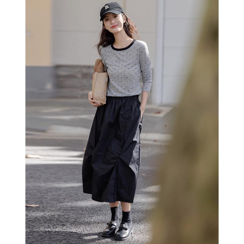 Demana Pure Cotton A-line Midi Skirt with Elastic Waist L