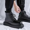 Fashion 2024 Split Leather Chelsea Boots for Men Platform Ankle Boots Male Thick Bottom Motorcycle Boots Spring Mens Chunky Casual Shoes
