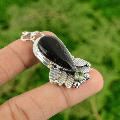 Dzień Córki Oferta Srebro Próby 925 Naturalny Nellite Zielony Ametyst Wisiorek Matka