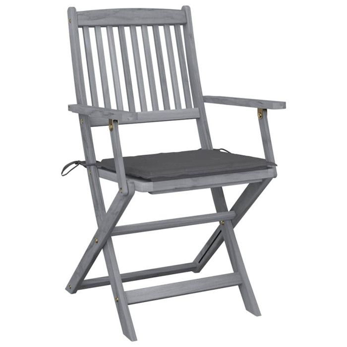 VidaXL Set of 2 Outdoor Folding Chairs with Cushions, Patio Seats, Dining Chairs, Patio Furniture 3064482