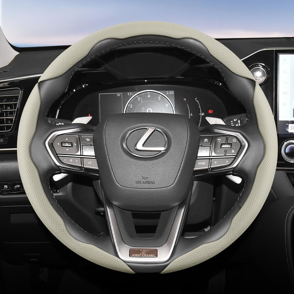 Suitable for Lexus Breathable Hole Leather Steering Wheel Cover Segmented Quick Release Design Non-Slip and Durable Is250 Gs300 Lx570 Nx Is350