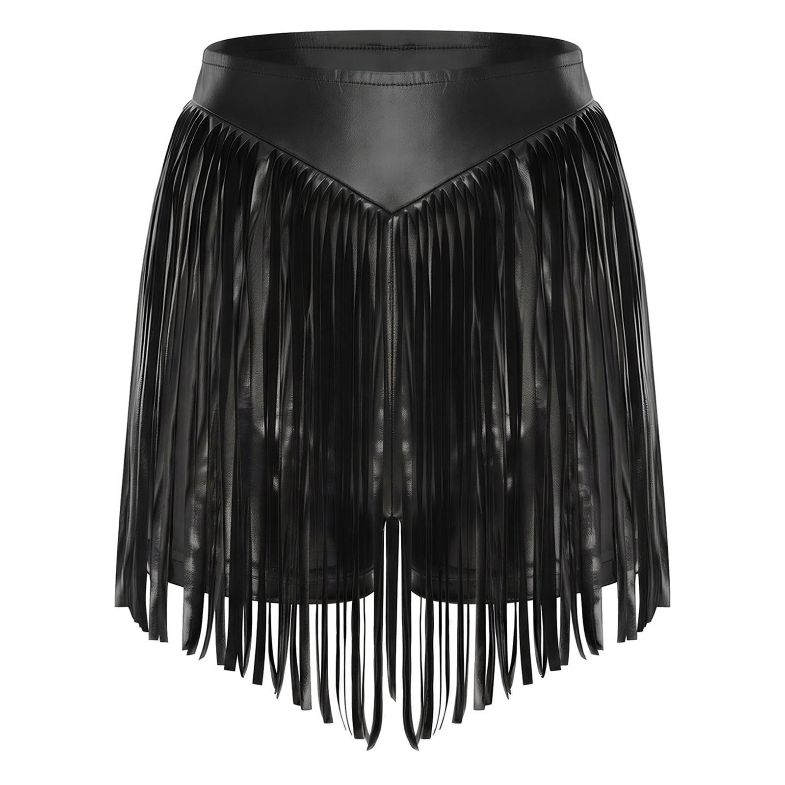 

Womens Iridescent Metallic Hot Pants High Waist Tassel Fringed Booty Shorts Cheeky Shorts S чорний