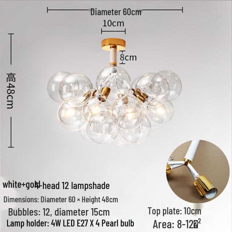 Nordic Romantic Bubble Lamp - Creative Glass Pendant for Children's Room, Living Room, or Restaurant.