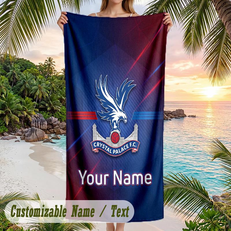 Beach Towel Crystal Palace Print Custom Name Text Soft Towel for Swimming Pool