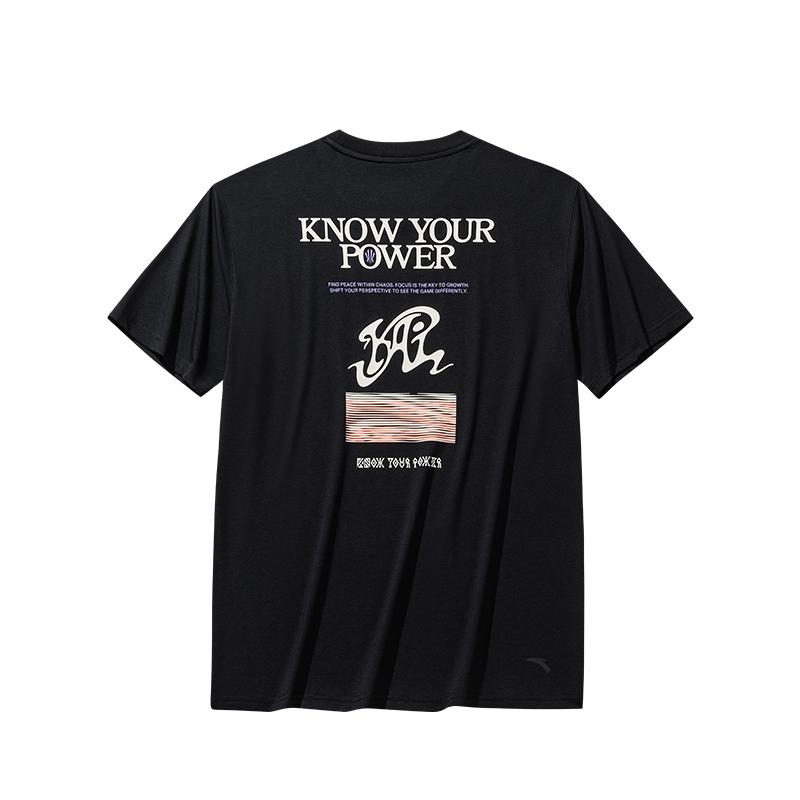 Anta Kyrie Series Basketball Comfortable Casual Simple Round Neck Pullover Loose Short Sleeve T-Shirt Unisex Tops Basic-Black 172531111-4