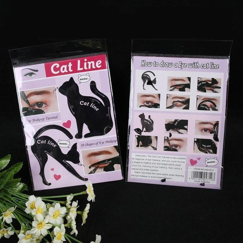 2 Sets of Cat Line Mold Pro Eye Makeup Tool Eye Liner Template Shape Model Eyebrow Shadow Wholesale Make Up Accessories