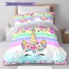 Colorful Uni-horse Pattern Bedding Quilt Set Quilt Cover Pillowcase Home Decoration Gift (1 * duvet cover + 2 * pillowcase, without core)
