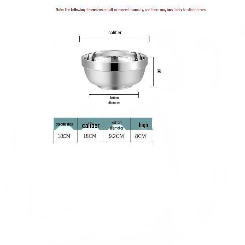 Qin Kai Thickened 304 Stainless Steel Double-Layer Bowl Set