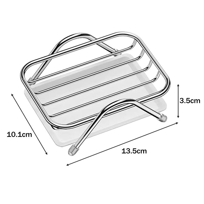 Stainless Steel Soap Dish With Drainage Tray Non Slip Rust-Resistant Soap Holder For Bathroom Kitchen Countertop Accessories