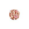 Plated Rose Gold Sparkling Pink Air Balloon & Levelled Heart Charm Bead Fit Original Sier Bracelet DIY Jewelry