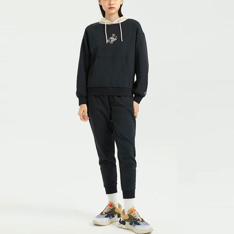 Li Ning X Disney Collaboration Letter Print Loose Cuff Sports Pants Women pants Black AKLR120-1