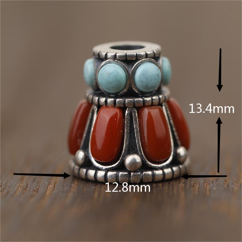 108-Bead Red Sandalwood & Passion Fruit Seed Silver Vajra Stupa Buddha Head Accessory