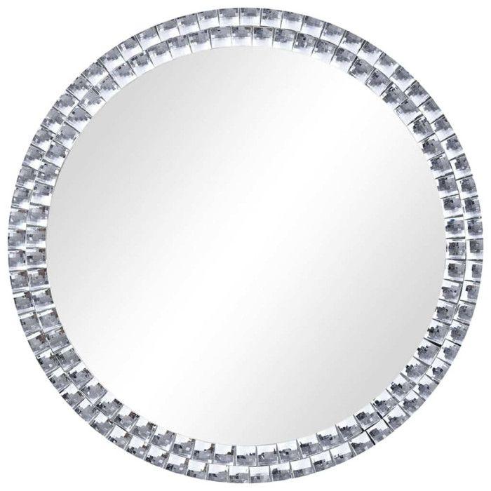 Round Wall Mirror - VIDAXL - 60 Cm - Tempered Glass - Acrylic Crystal Edge - Silvery