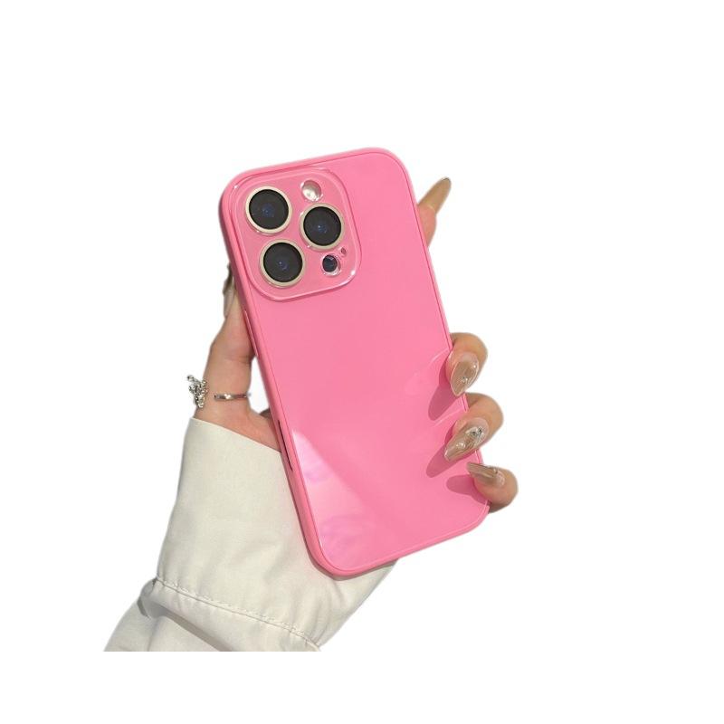 Korean Style High-End Simple Solid Color Glass Case Compatible with iPhone 16 Pro Max Apple 17 Phone Case 14/15