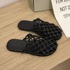 Fashion Luxury  Handmade Weaving Mesh Hollow Out Women Cozy Breathable Round Toe Beach Shoes Casual Flat Slippers