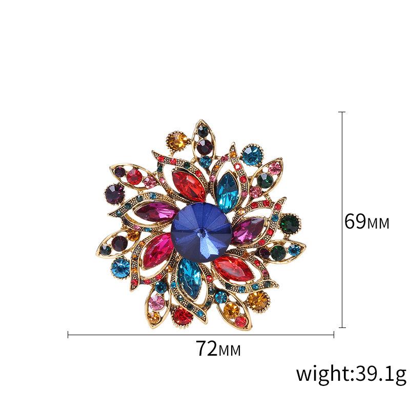 SKEDS Luxury Big Rhinestone Flower Brooches Pins For Women Lady Shiny Boutique Decoration Badges Lady Party Banquet Corsage