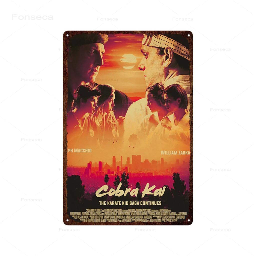 Klasický Kung Fu Komediální Film Kovové Plechové Značky Cobra Kai Retro Umění Nástěnná Samolepka Plakát pro Bar Místnost Domácí Dekorace Plechové Tabule