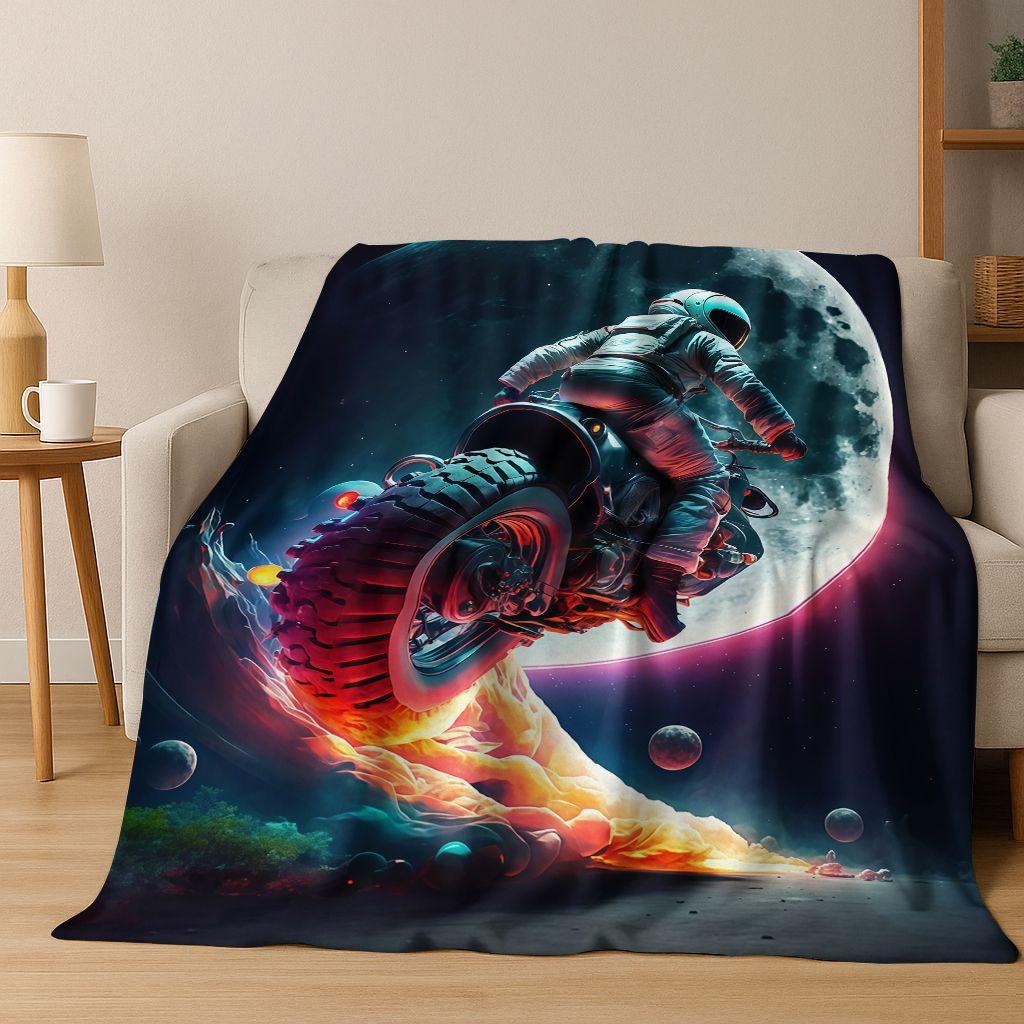 Personalized Motorcycle Rider Motorbike Art Flannel Blanket,Cozy Soft Throw Blanket for Home Bedroom Bed Sofa Picnic Cover Gift